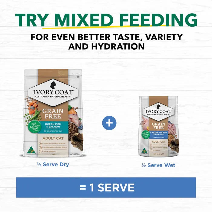 IVORY COAT - Grain Free Adult Wet Cat Food Chicken & Ocean Fish in Jelly