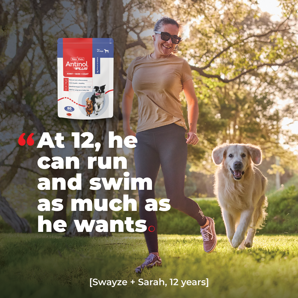 Antinol Plus for Dogs 60 capsules, customer story image from Antinol