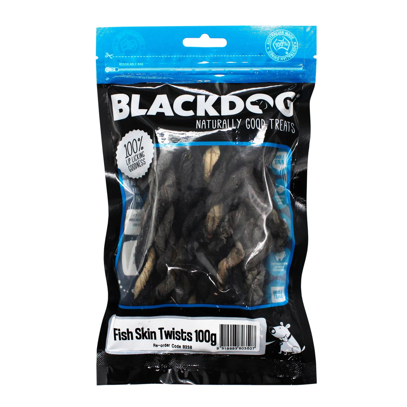BLACKDOG Dog Treats Fish Skin Twists 100g