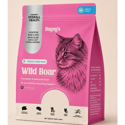 Bugsy's Freeze Dried Complete Diet For Cats Wild Boar 130g