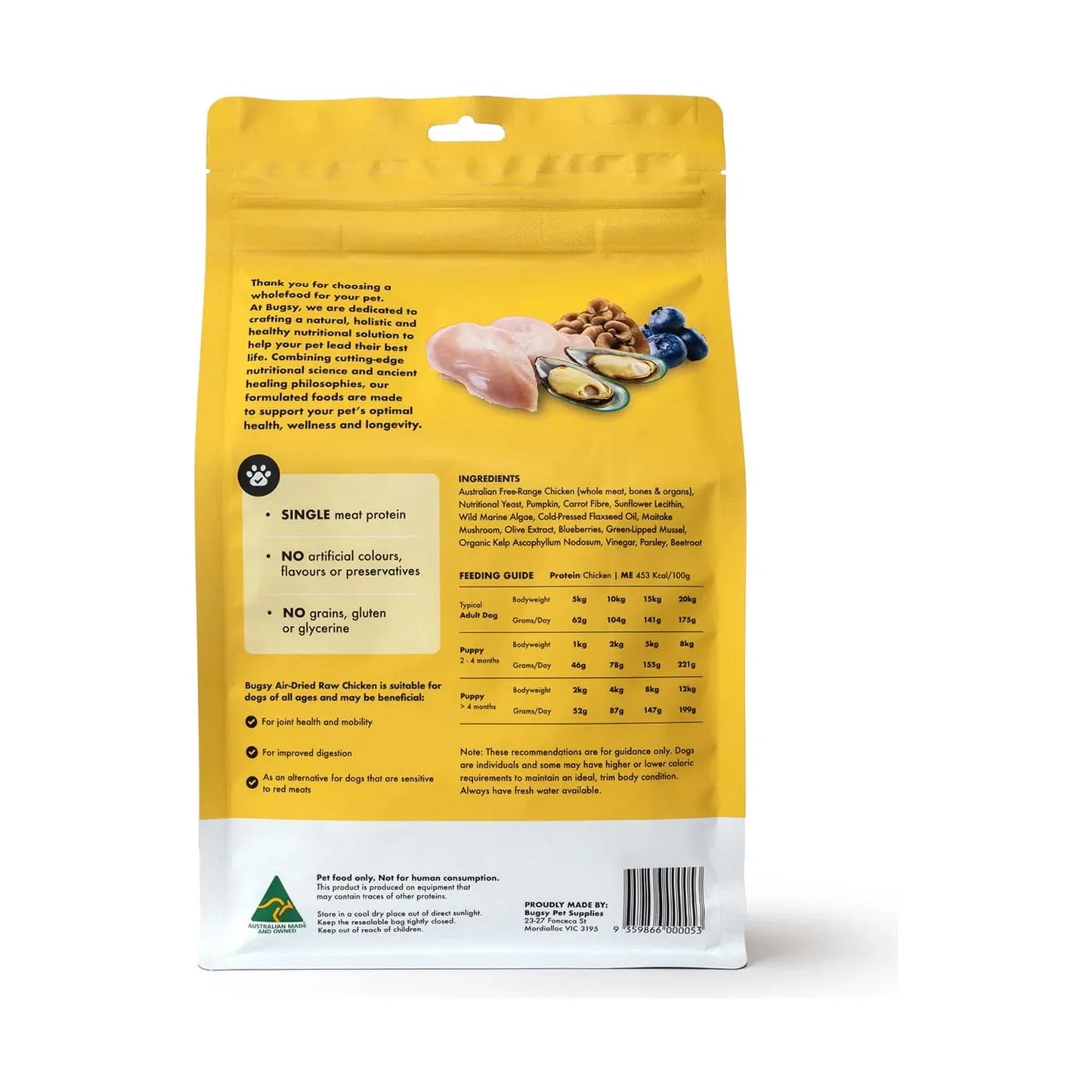 Bugsy's Air-Dried Dog Food Chicken 328g