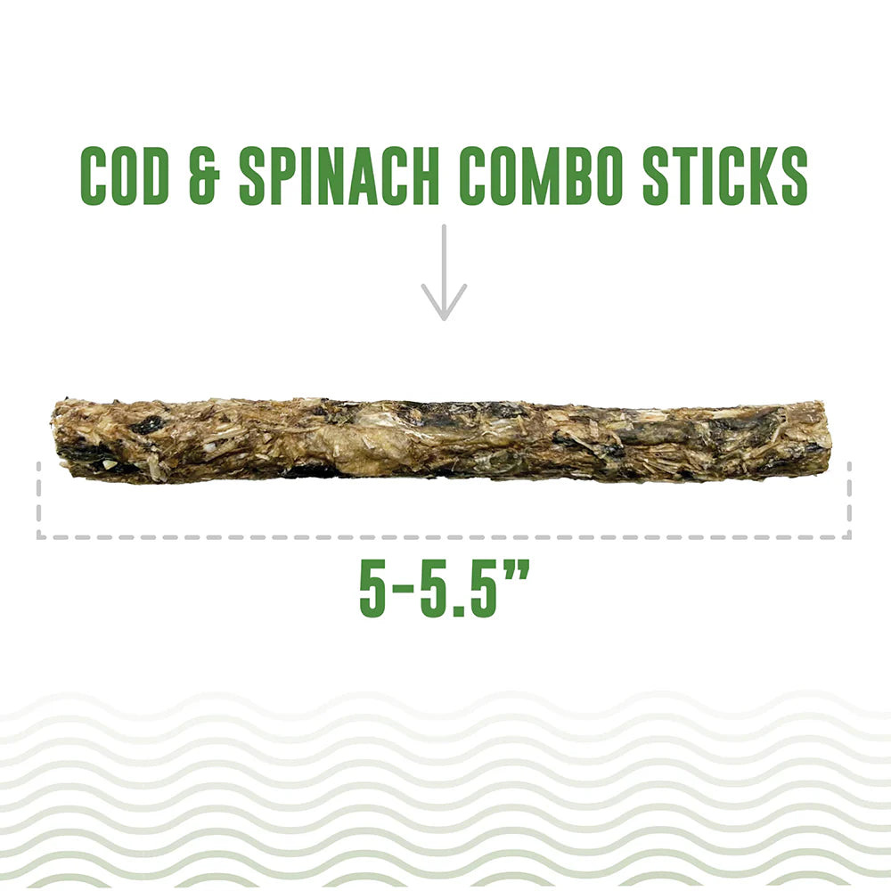 Icelandic+ Dog Treats Cod & Spinach Combo Sticks 6 Sticks