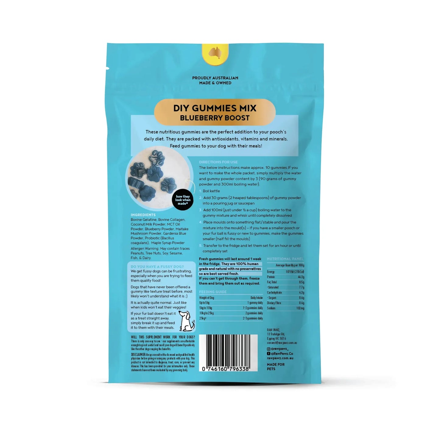 Raw Pawz DIY Gummies Immunity Blueberry Boost 90g