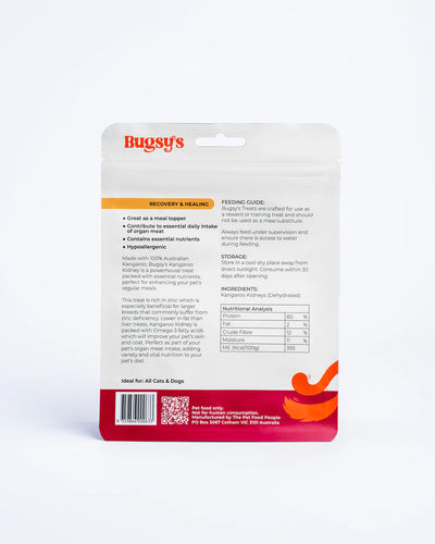 Bugsy's Dehydrated Pet Treat - Kangaroo Kidney 100g