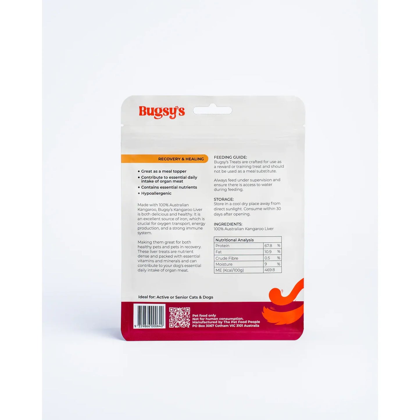 Bugsy's Dehydrated Pet Treat - Kangaroo Liver 70g