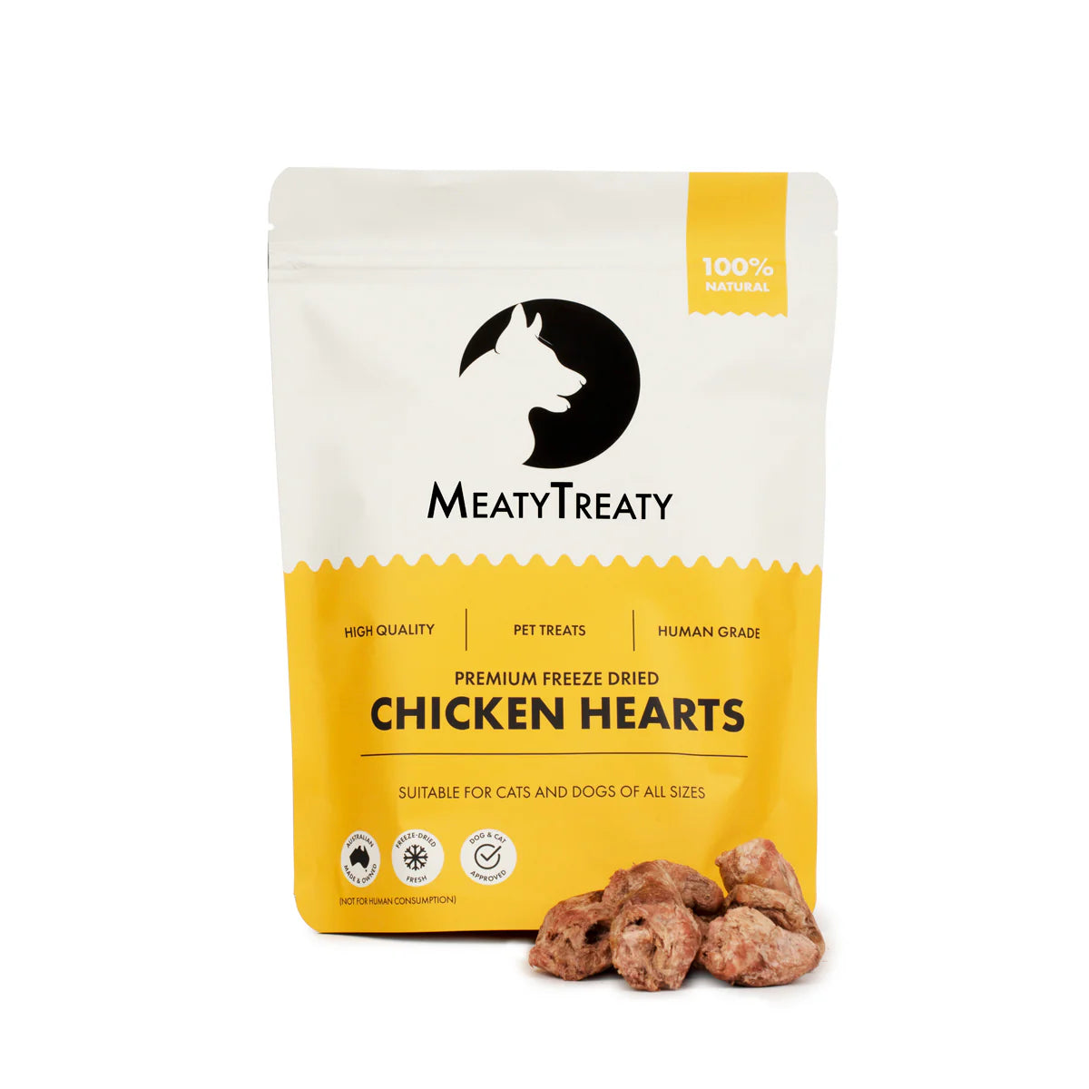 MEATY TREATY Chicken Hearts Freeze Dried Dog & Cat Treats 100g