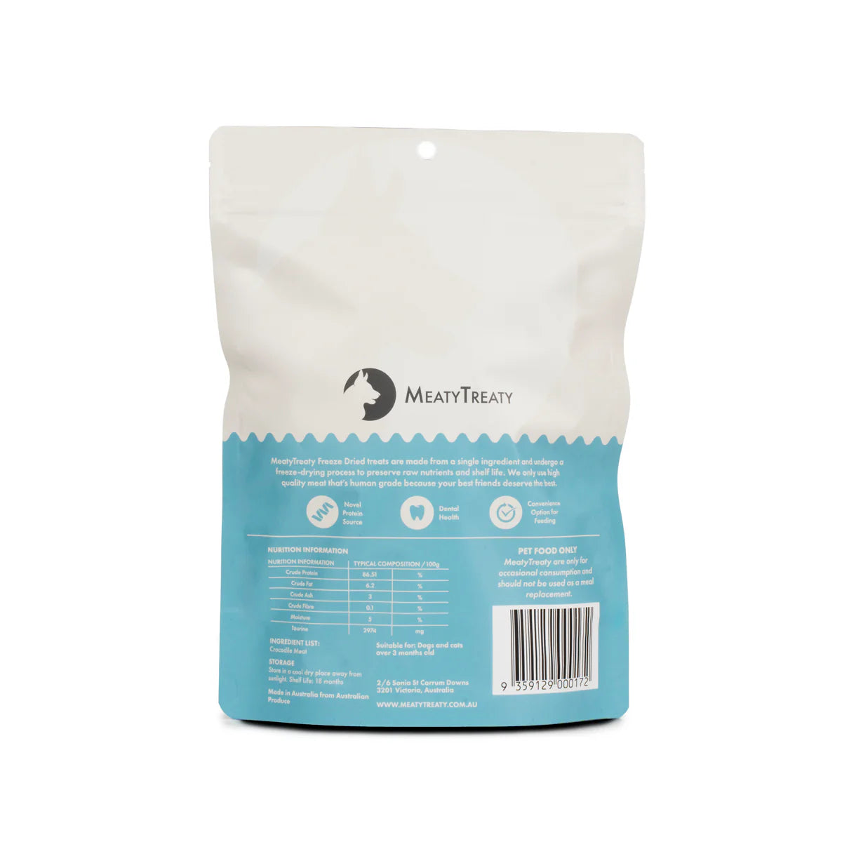 MEATY TREATY Crocodile Meat Freeze Dried Dog & Cat Treats 50g