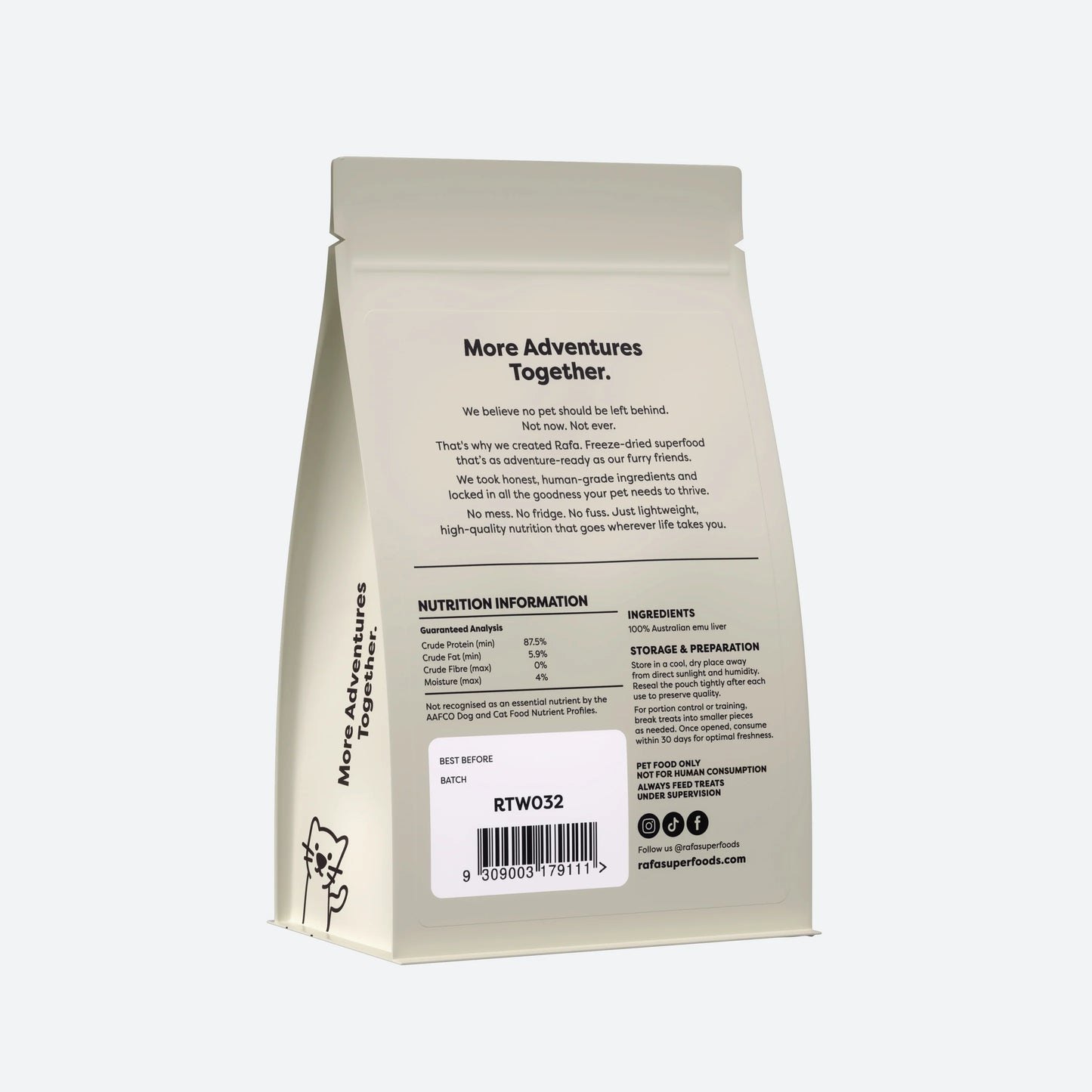 RAFA Raw Freeze-Dried Treats | Human-Grade Emu Liver 80g