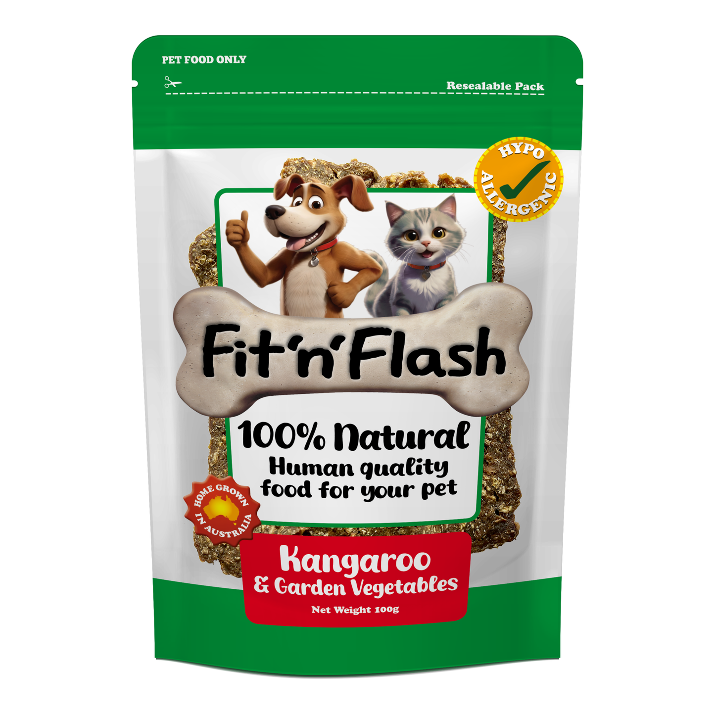 Fit'n'Flash Kangaroo & Garden Vegetables For Dogs 100g