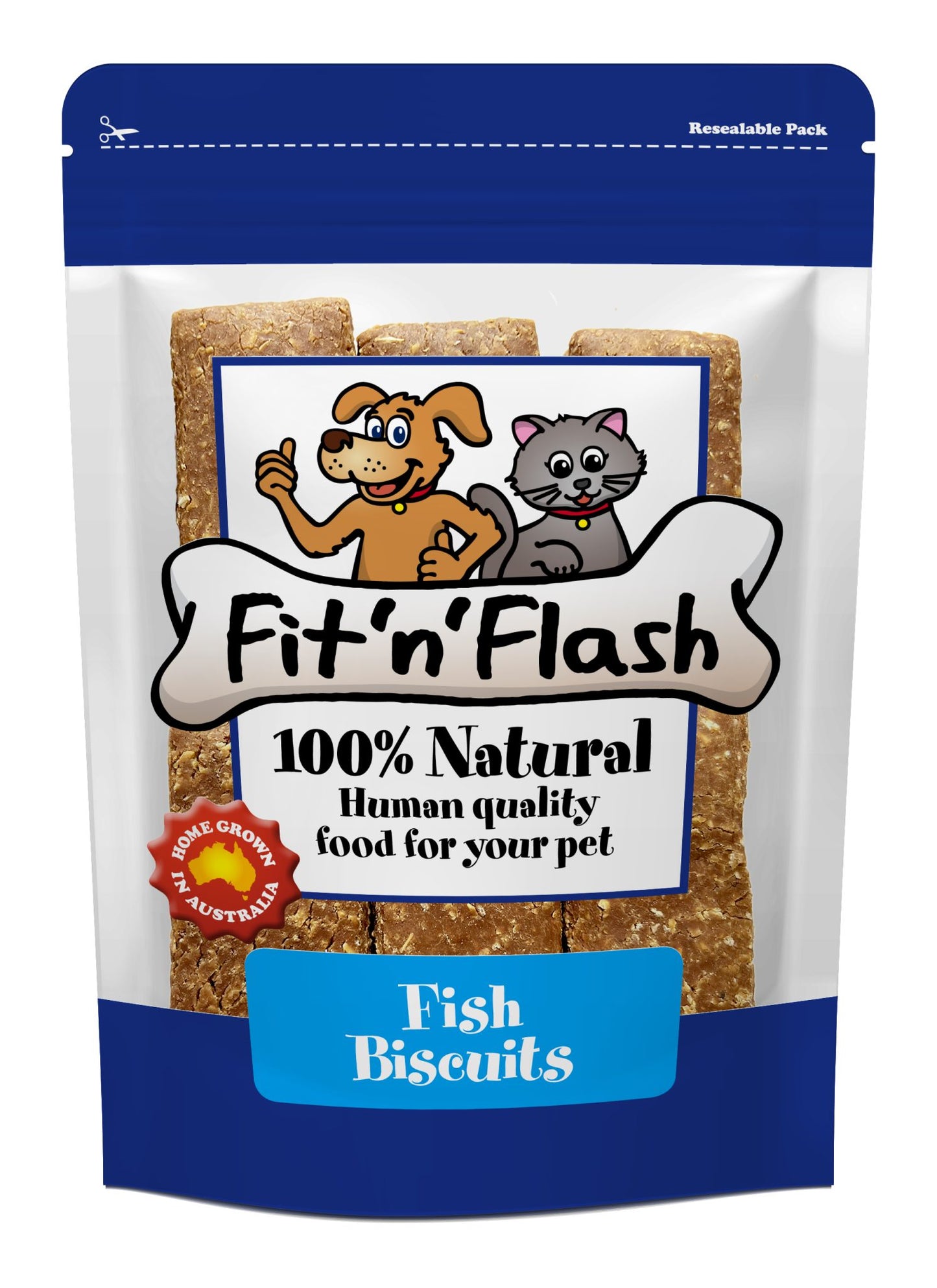 Fit'n'Flash Dogs and Cats Treats Fish Biscuits 400g