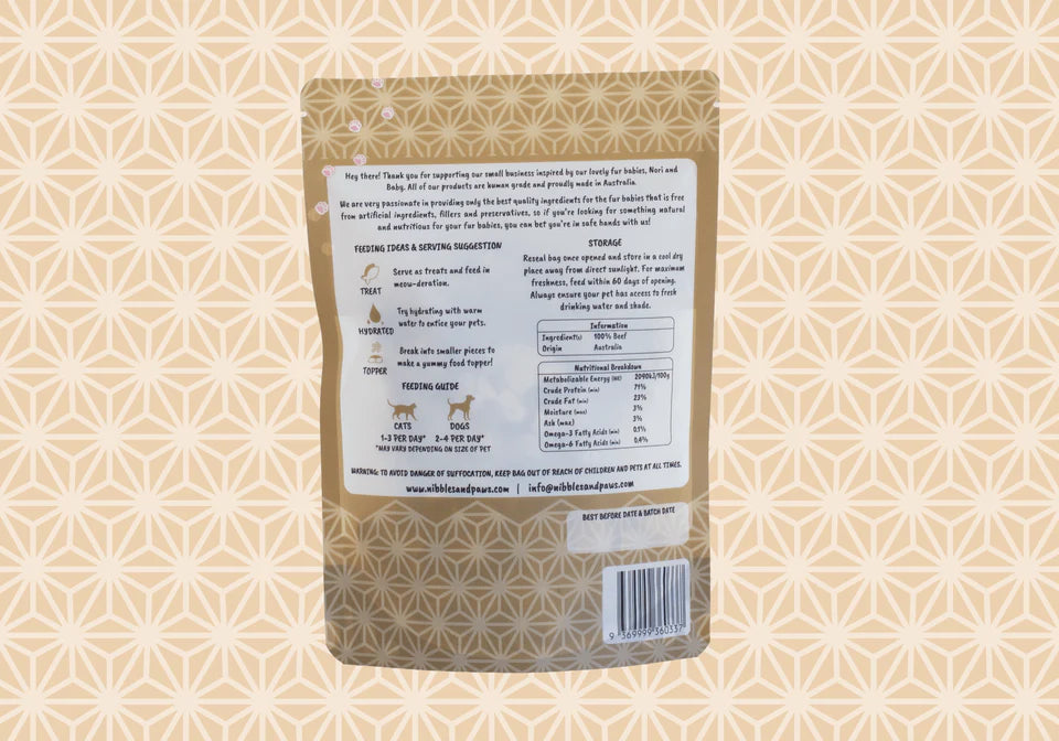 Nibbles & Paws Freeze Dried Diced Beef 70g