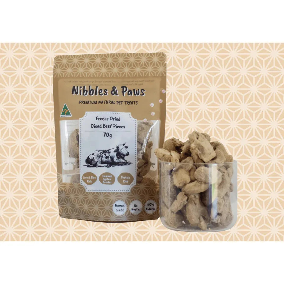 Nibbles & Paws Freeze Dried Diced Beef 70g