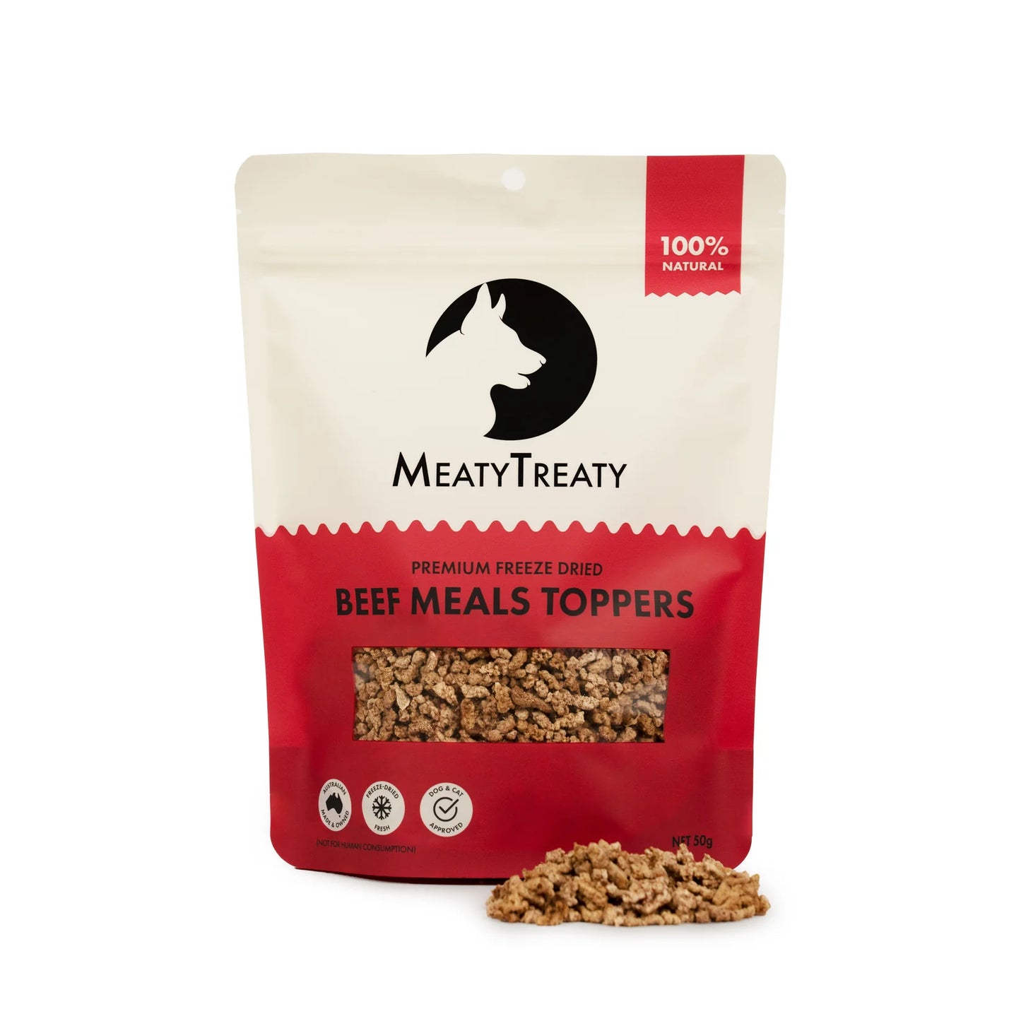 MEATY TREATY Beef Meals Toppers Freeze Dried Dog & Cat Treats 50g