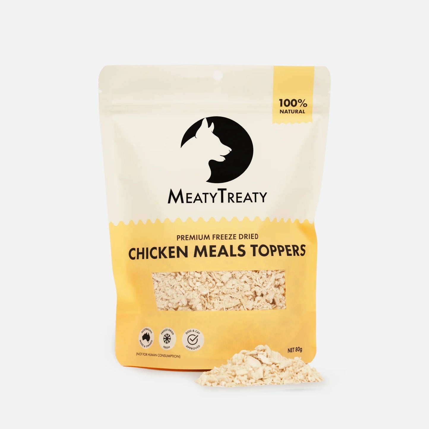 MEATY TREATY Chicken Meals Toppers Freeze Dried Dog & Cat Treats 80g