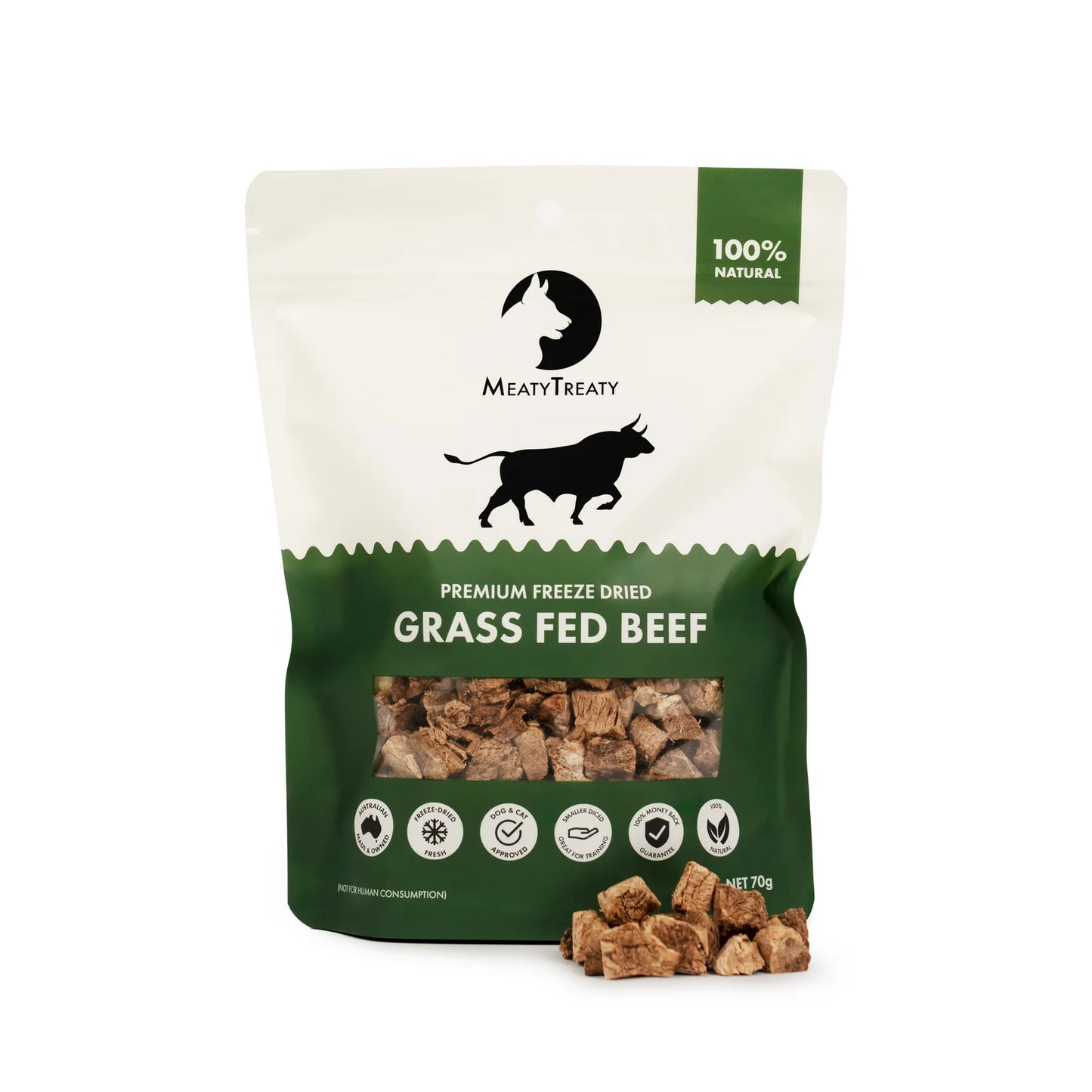 MEATY TREATY Grass Fed Beef Freeze Dried Dog & Cat Treats 70g