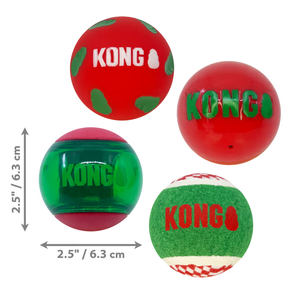 KONG Dog Toy Holiday Occasions Balls Medium 4pk