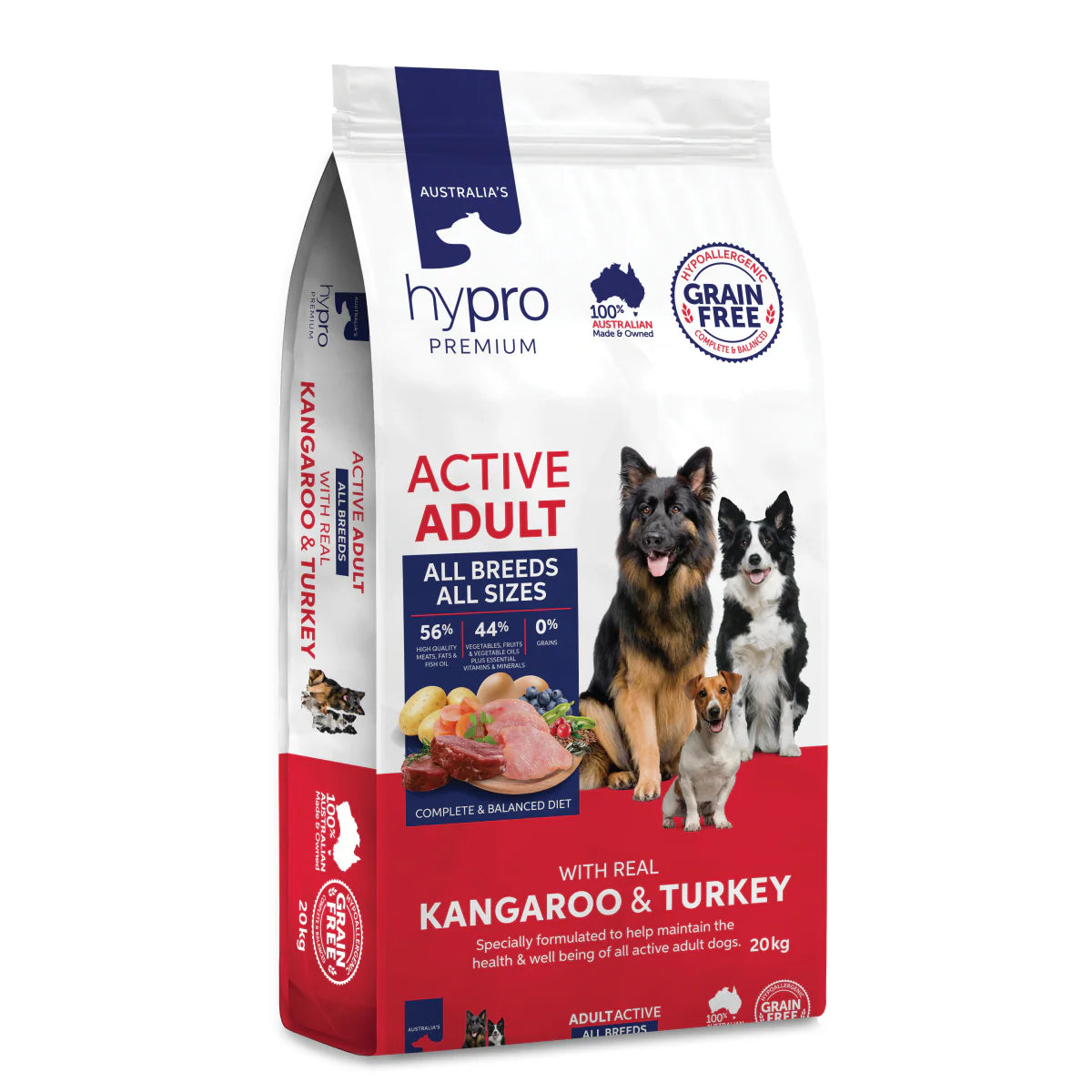 Hypro Premium Grain Free Active Adult Dog Dry Food Kangaroo & Turkey 20kg