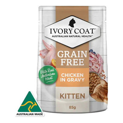 IVORY COAT - GRAIN FREE KITTEN WET CAT FOOD CHICKEN IN GRAVY 85G