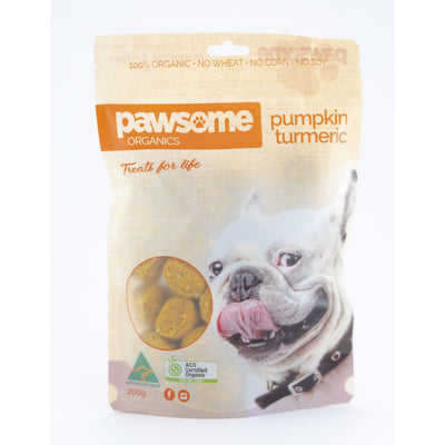 Pawsome Organics Organic Pumpkin And Turmeric Dog Treats 200g