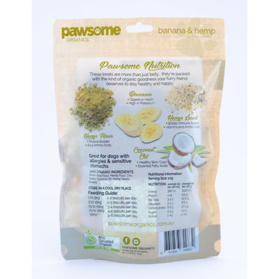 Pawsome Organics Banana And Hemp Dog Treats 200g