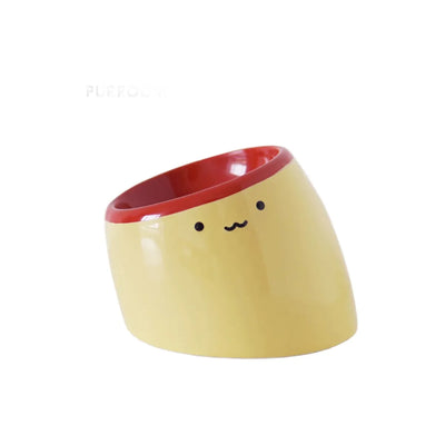 PURROOM Elevated Pudding Ceramic Pet Bowl - Tilted