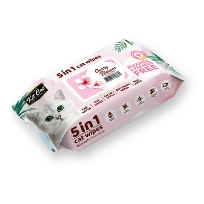 Kit Cat 5 in 1 Cat Wipes 80 Sheets - Cherry Blossom