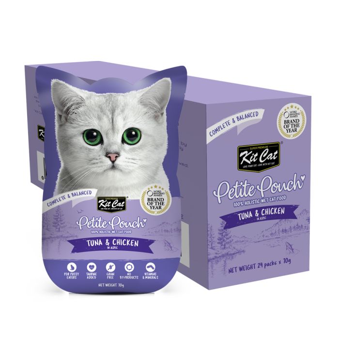 Kit Cat Cat Wet Food Petite Pouch Complete & Balanced Tuna & Chicken in Aspic
