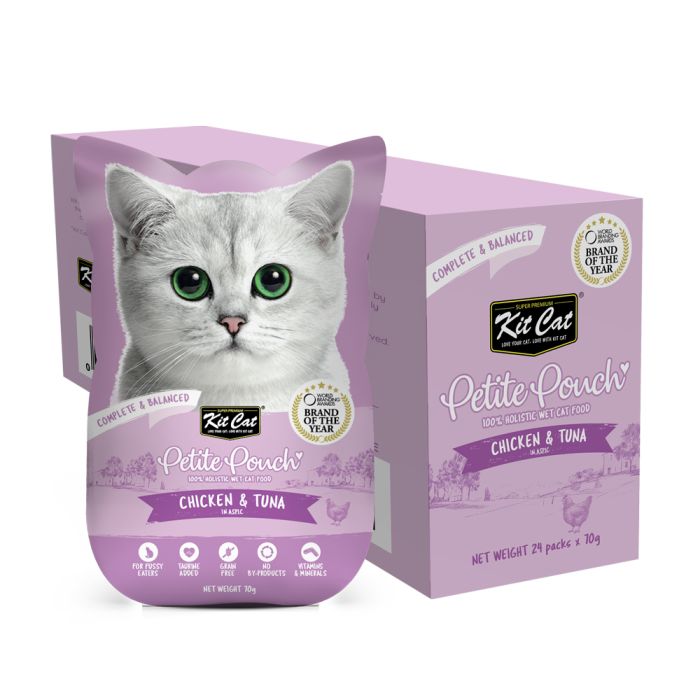 Kit Cat Cat Wet Food Petite Pouch Complete & Balanced Chicken & Tuna in Aspic