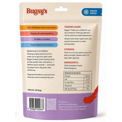 Bugsy's Freeze Dried Dog Treat - Roo Trainers 70g
