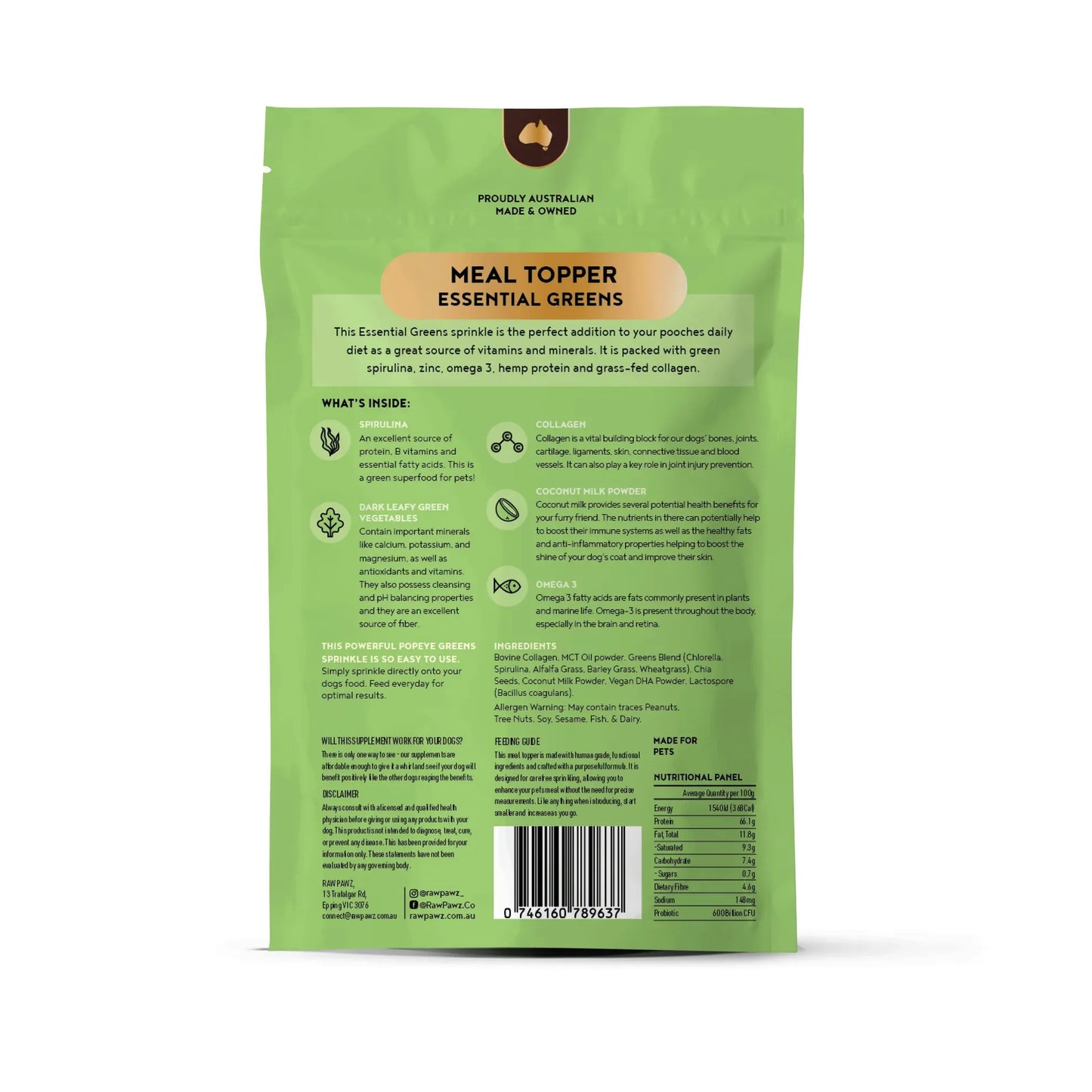 Raw Pawz Meal Topper - Shiny Coat Essential Greens 90g