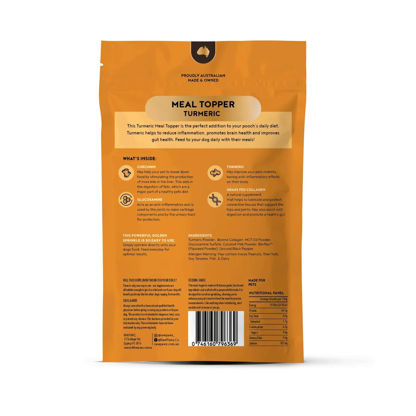 Raw Pawz Meal Topper - Turmeric 90g