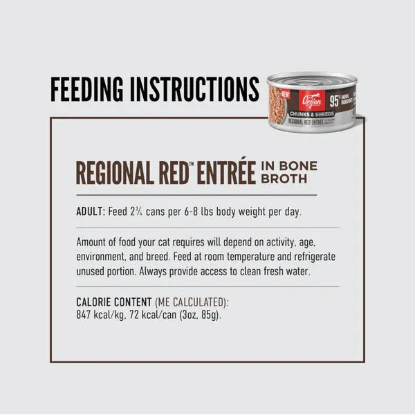 ORIJEN Cat Wt Food CHUNKS & SHREDS - REGIONAL RED ENTRÉE