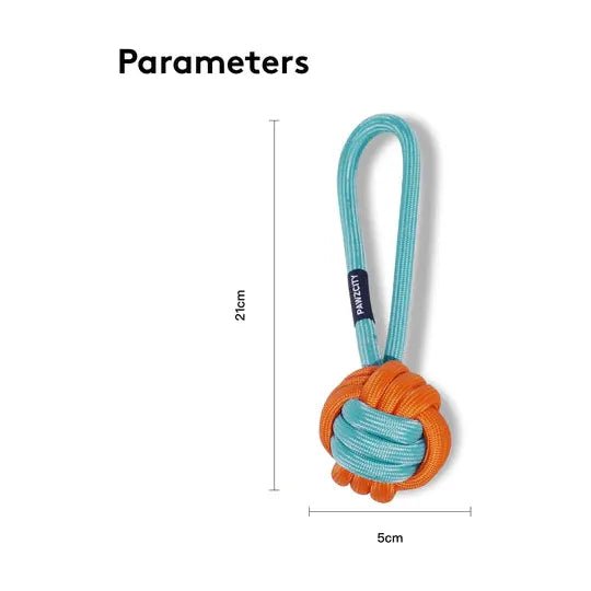 PAWZCITY Interactive Rope Ball With Loop - Seabreeze