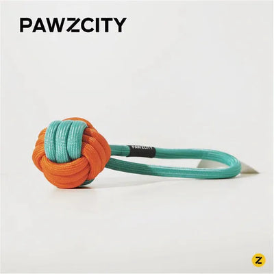 PAWZCITY Interactive Rope Ball With Loop - Rockmelon