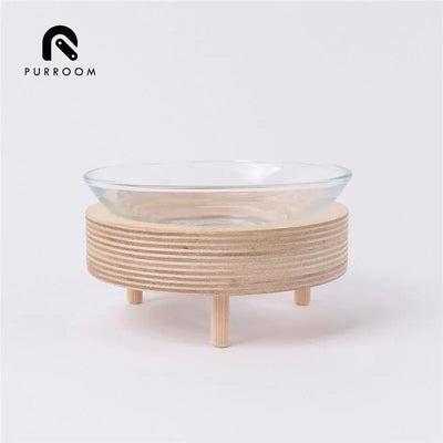 PURROOM Premium Glass Pet Bowl - Wood Stand