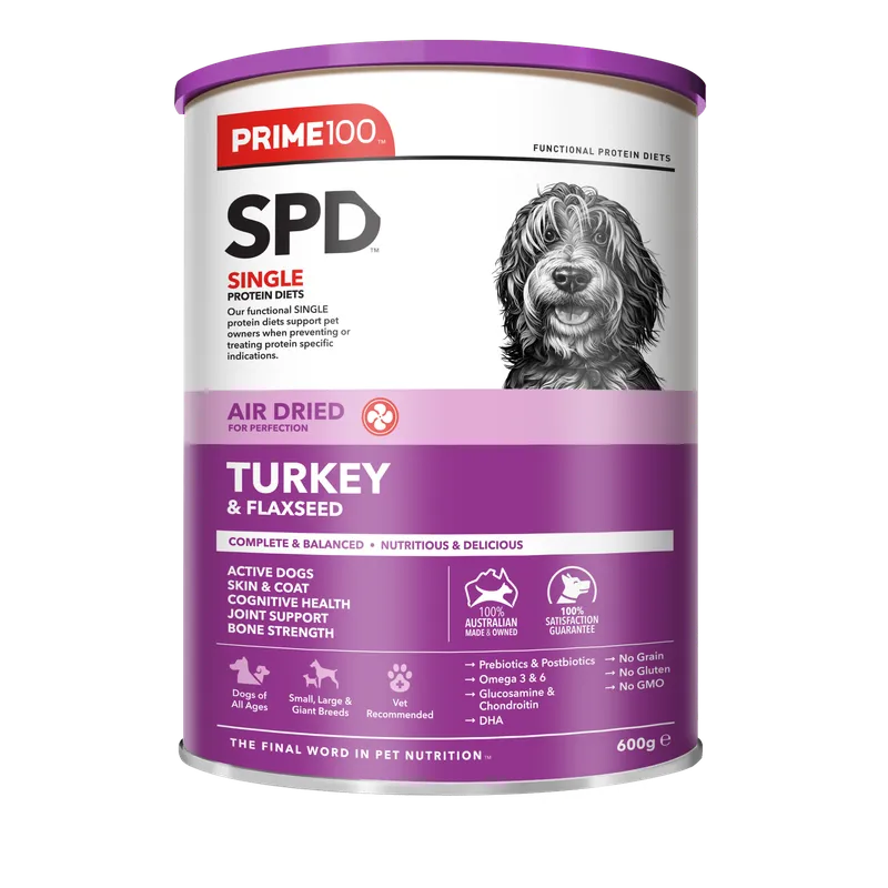 Prime100 Dog Dry Food - SPD™ Air Dried Turkey & Flaxseed