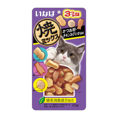 CIAO Soft Bits Mix Tuna and Chicken Fillet with Dried Bonito Chicken Soup and Squid Flavor