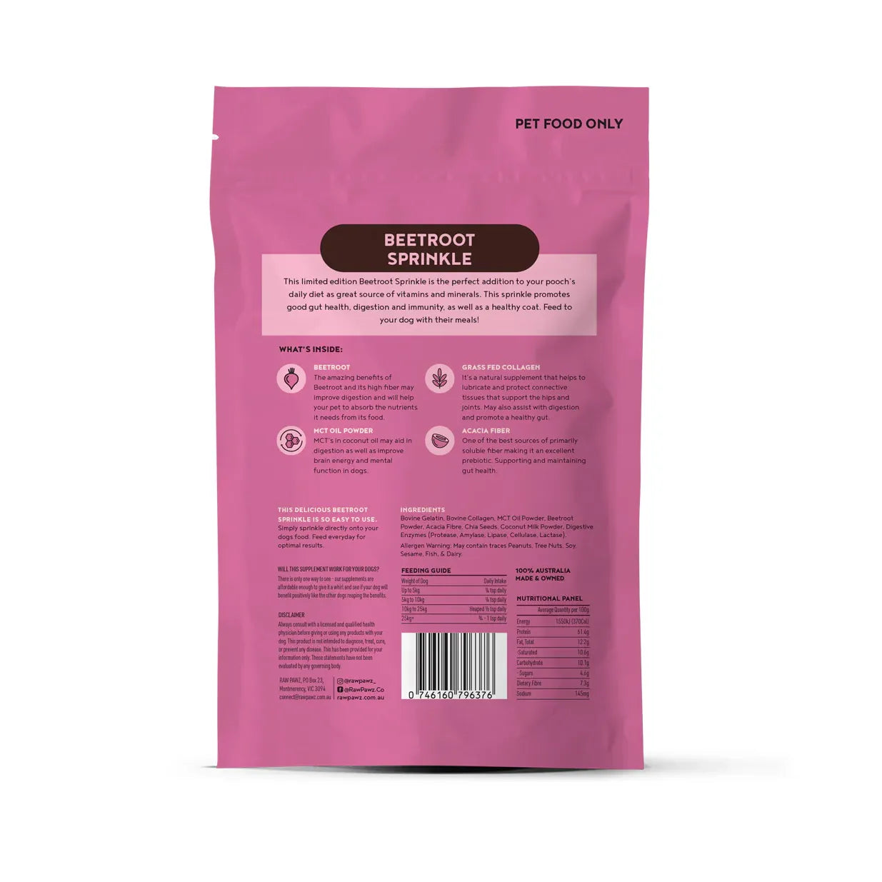 Raw Pawz Meal Topper - Gut Health Beetroot Sprinkle 105g