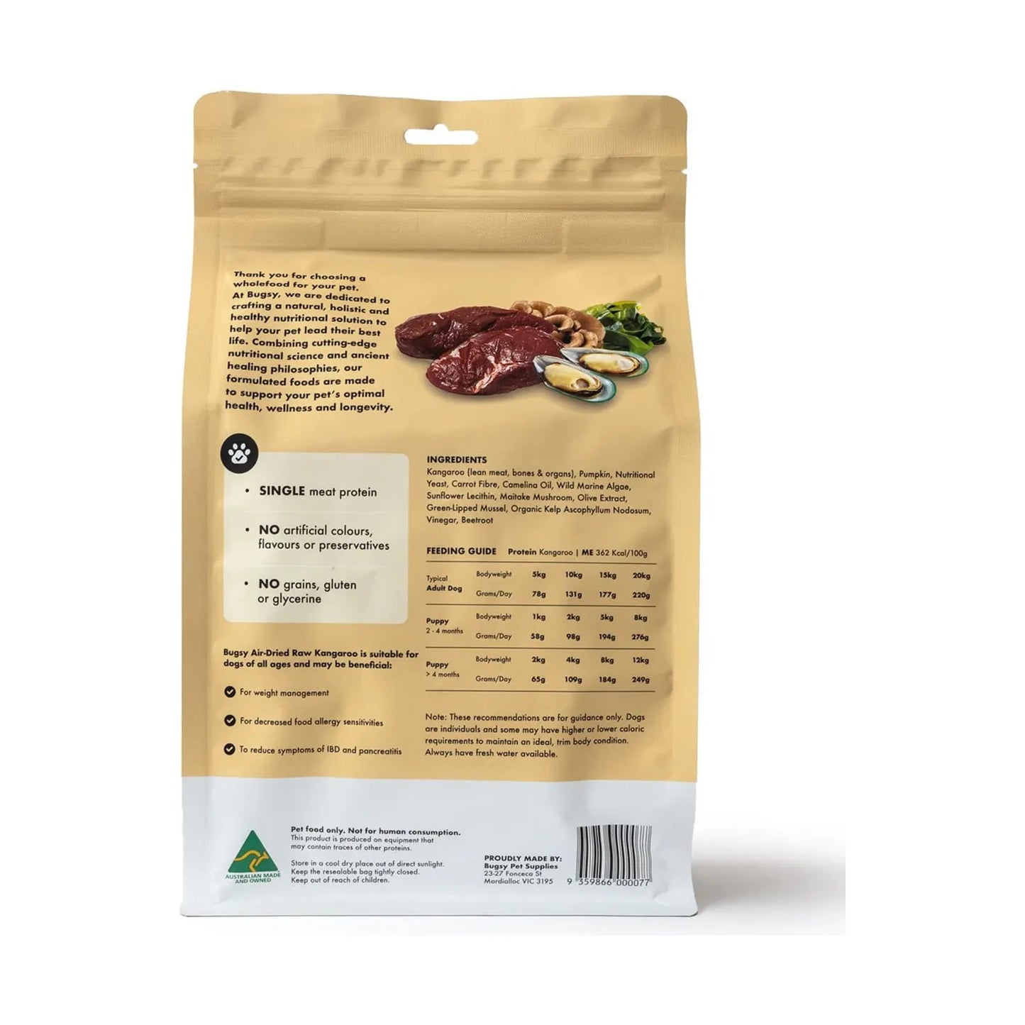 Bugsy's Air-Dried Dog Food Kangaroo 328g