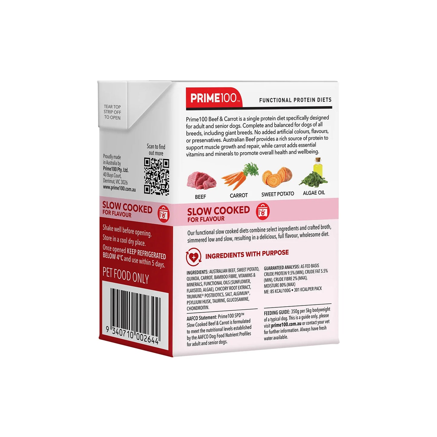 Prime100 Dog Wet Food - SPD™ Slow Cooked Beef & Carrot