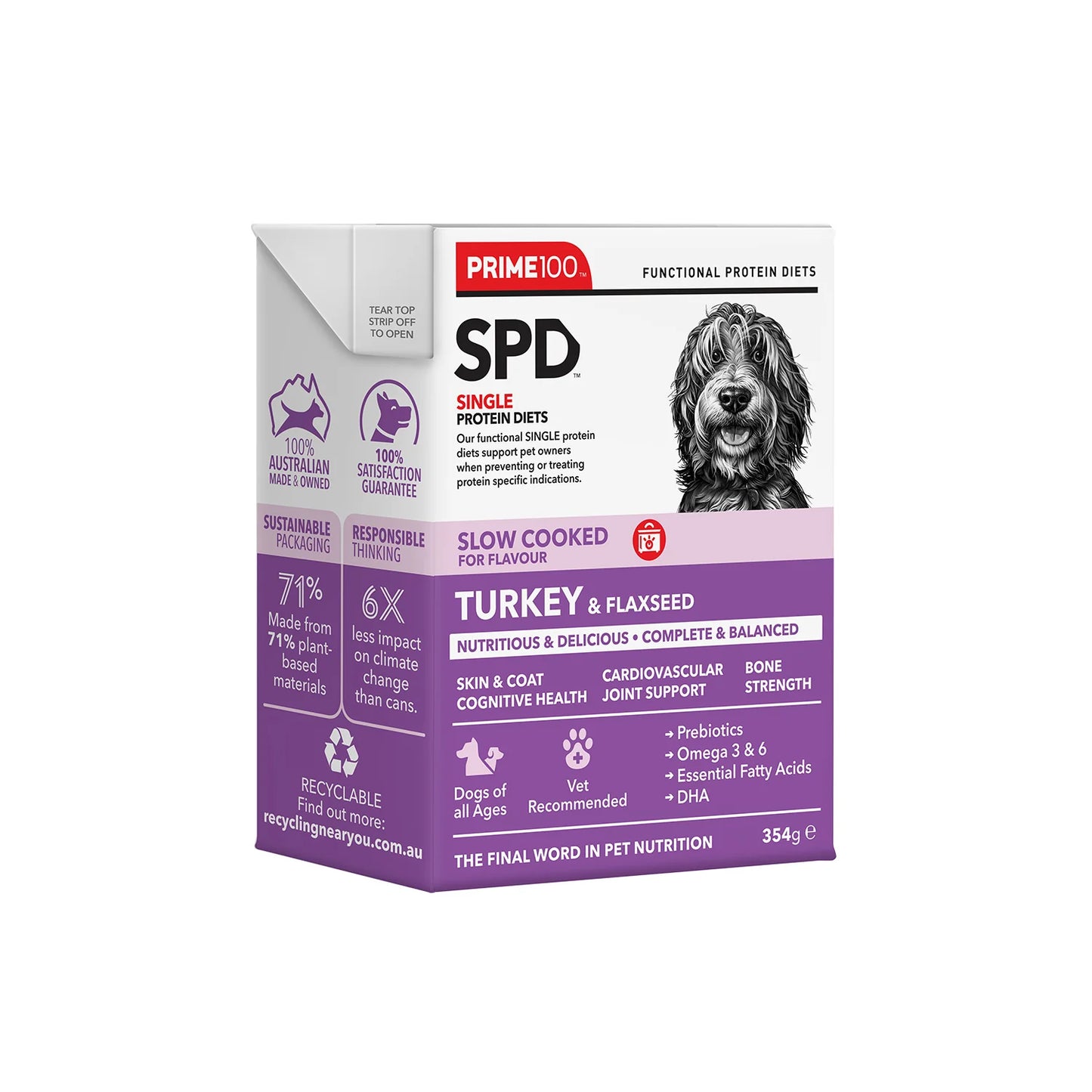Prime100 Dog Wet Food - SPD™ Slow Cooked Turkey & Flaxseed