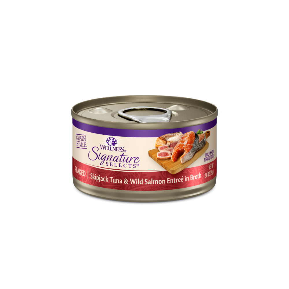 WELLNESS Core Signature Selects Flaked Skipjack Wet Cat Food Tuna & Wild Salmon Entreé in Broth 79g x 12