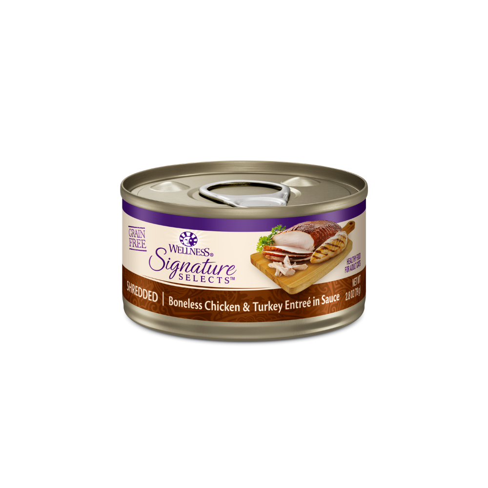 WELLNESS Core Signature Selects Wet Cat Food Shredded Boneless Chicken & Turkey Entreé in Sauce 79g x 12