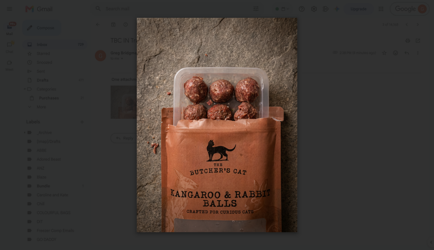 The Butcher's Cat | Raw Food Kangaroo and Rabbit Balls 500g