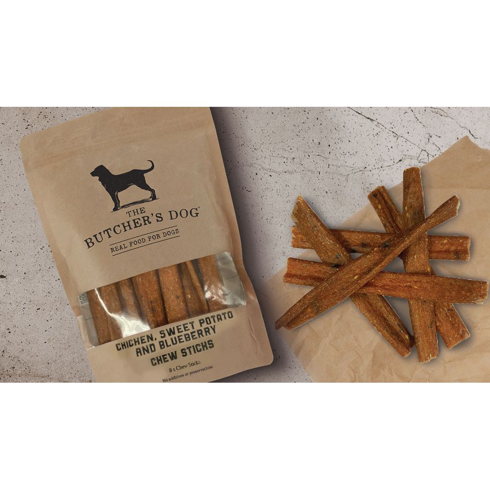 The Butcher's Dog | Dog Treat Chicken Sweet Potato and Blueberry Chew Sticks 8pcs