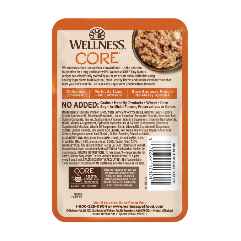 WELLNESS Core Wet Cat Food Tiny Tasters Smooth Pâté Chicken Recipe 50g x 12