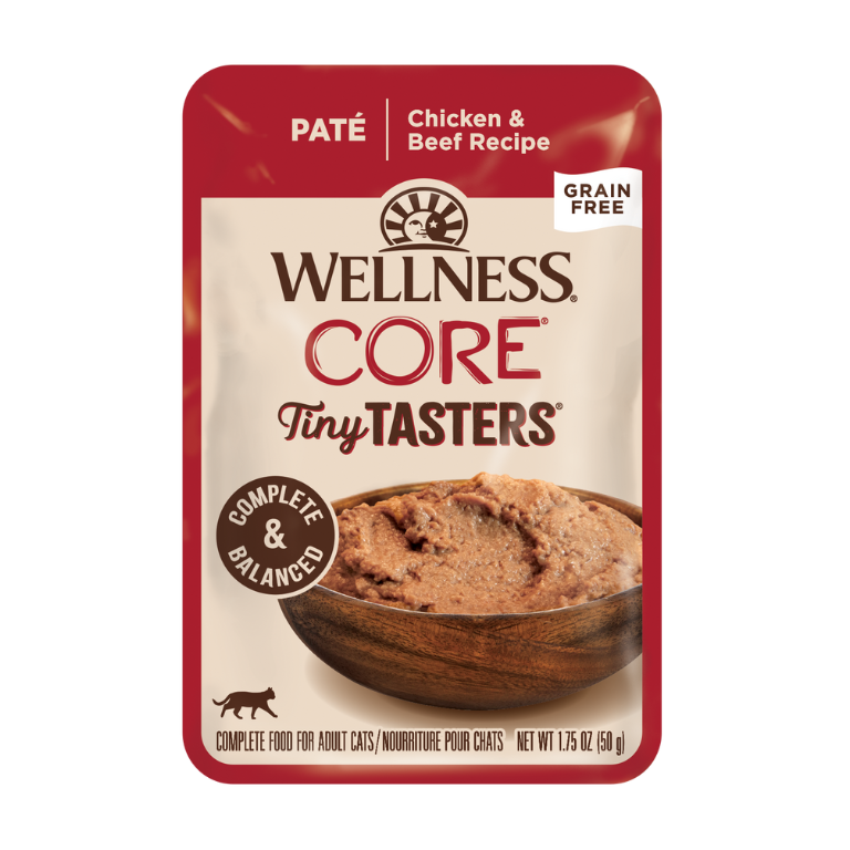 WELLNESS Core Wet Cat Food Tiny Tasters Smooth Pâté Chicken & Beef Recipe 50g x 12