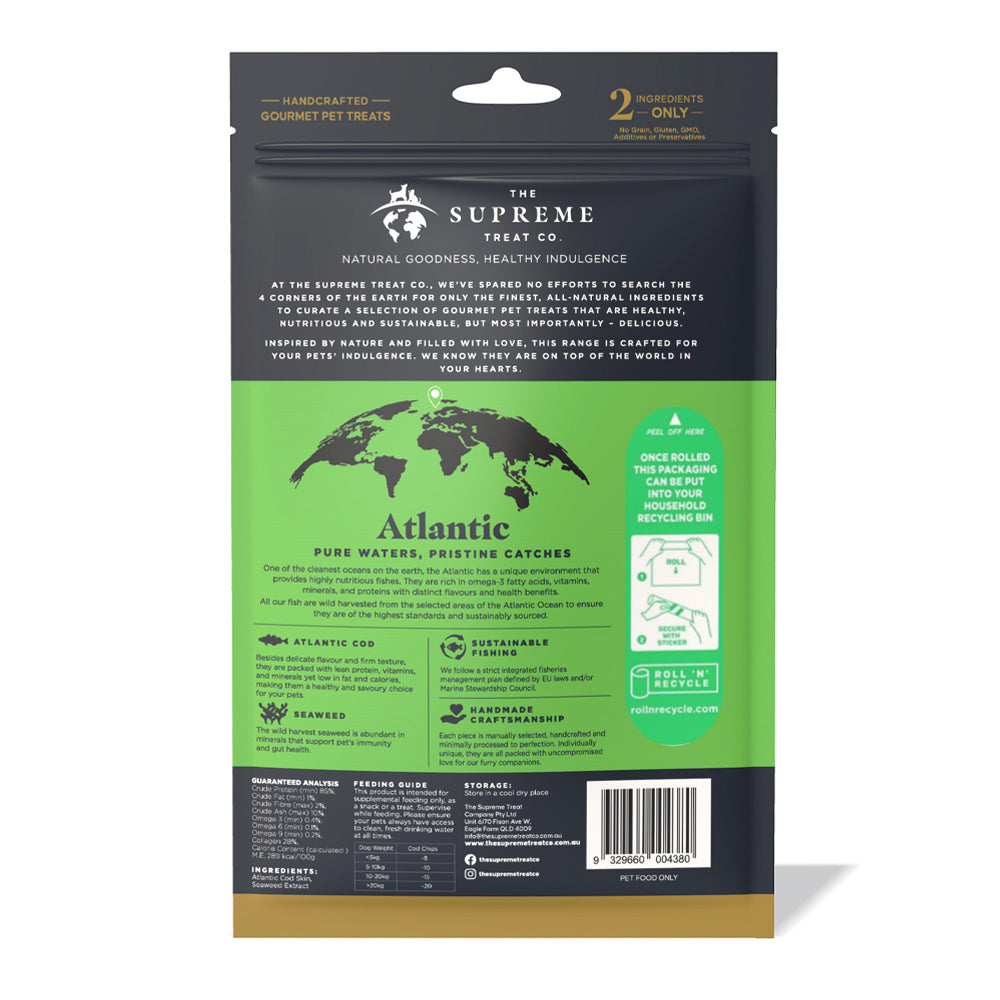 The Supreme Treat Co Dog Treat Cod with Seaweed Chips 80g