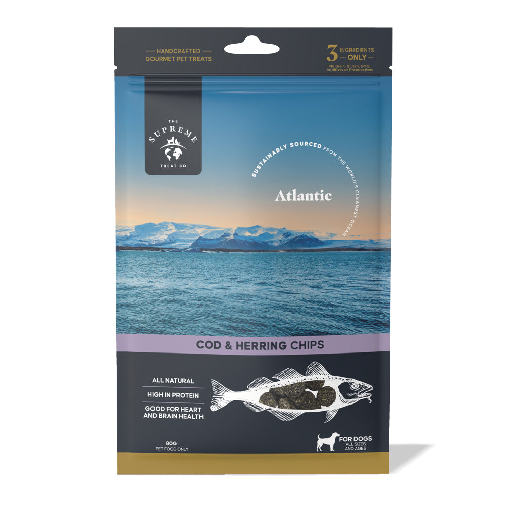 The Supreme Treat Co Dog Treat Cod and Herring Chips 80g