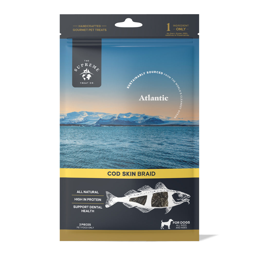 The Supreme Treat Co Dog Treat Cod Skin Braid 2pcs